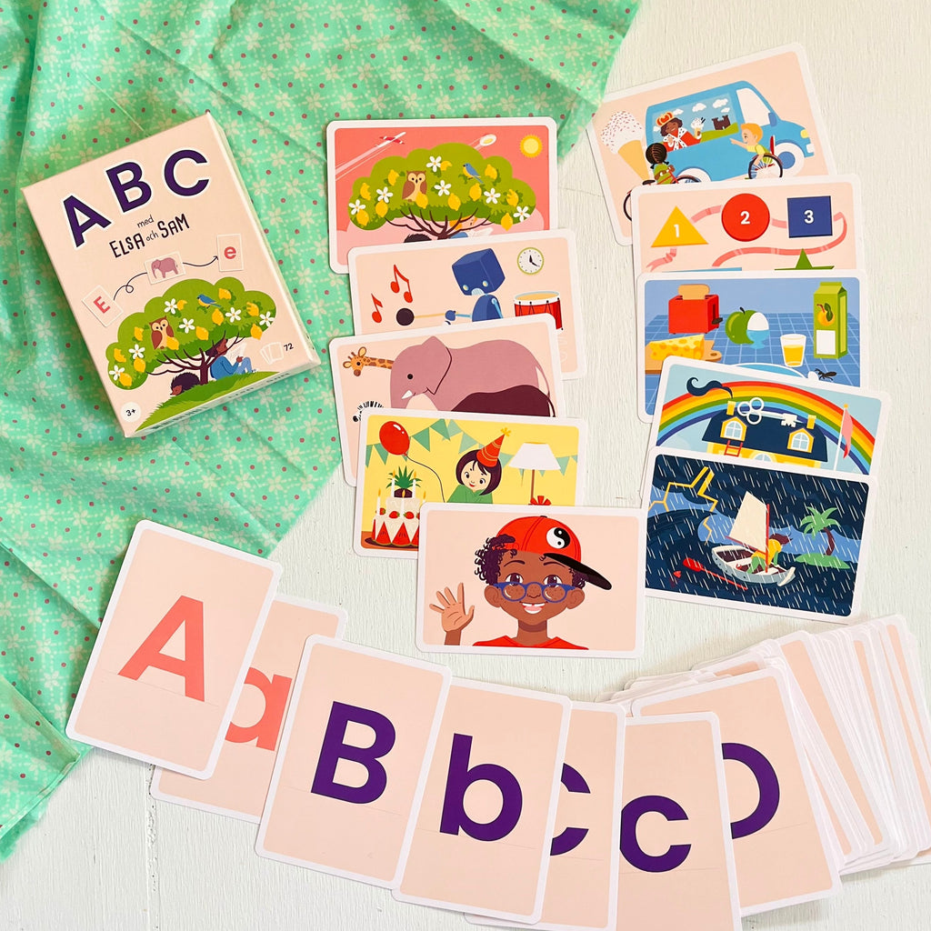 ABC spel - färgglada kort med bokstäver - Elsa och Sam - OLIKA