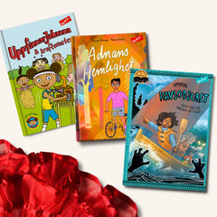 Lätt att läsa boken UppfinnarJohanna & kraftomaten &  kapitelböckerna Andans hemlighet &  Uppdrag: Havsodjuret. + Rött tyll