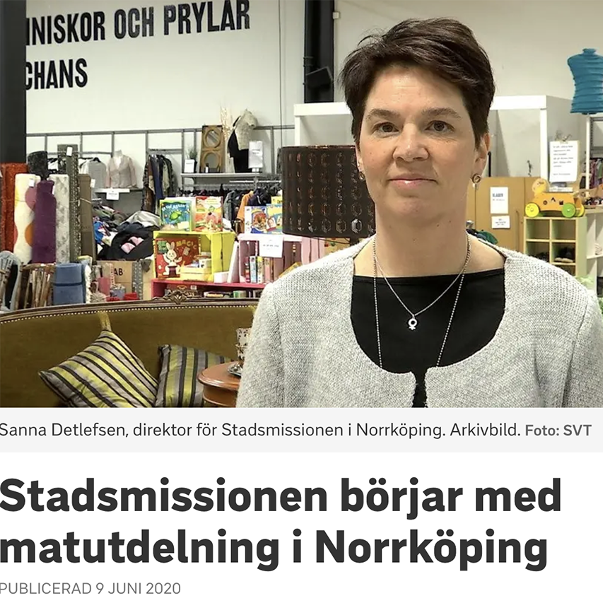 Sanna Detlefsen, direktör för Stadsmissionen i Norrköping.