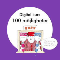 Lila bakgrund med text & illustration från metodboken Ge ditt barn 100 möjligheter istället för 2