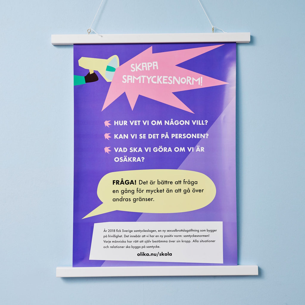 Affisch SAMTYCKE att sätta upp i skolan - Storlek: A2 (59×42 cm) Miljömärkning: Svanen - OLIKA förlag
